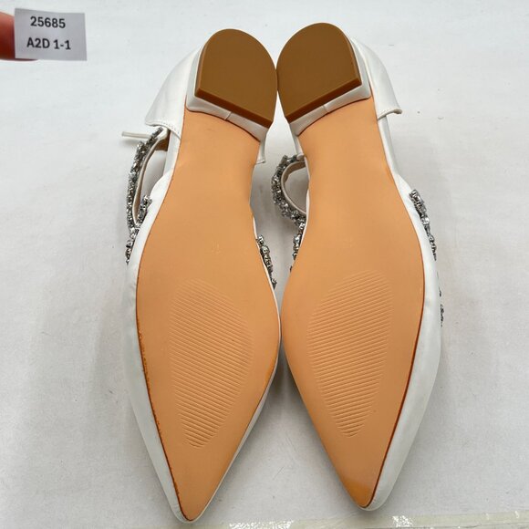 XYD White Pointed Toe D'Orsay Wedding Sparkly Rhinestones Ankle Strap Sandals - Picture 7 of 8